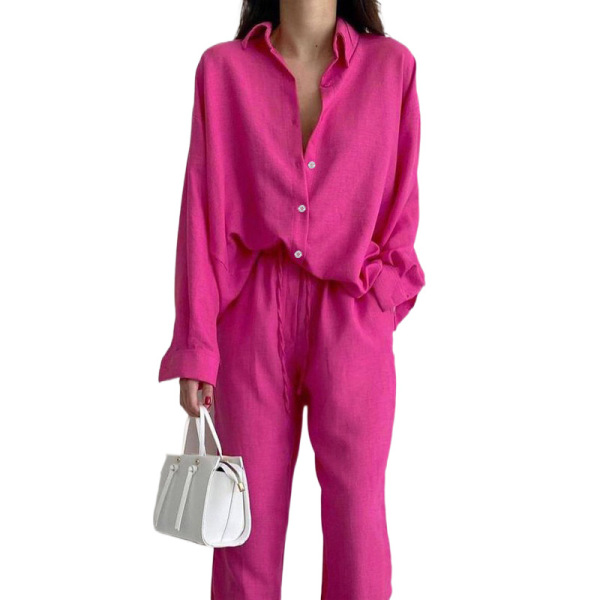 Fashionable shirt and straight pants suit 44