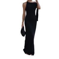 Off-shoulder sleeveless slim-fit long dress 27