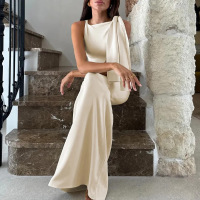 Sleeveless Satin Solid Color High Waist Bodycon Dress 52